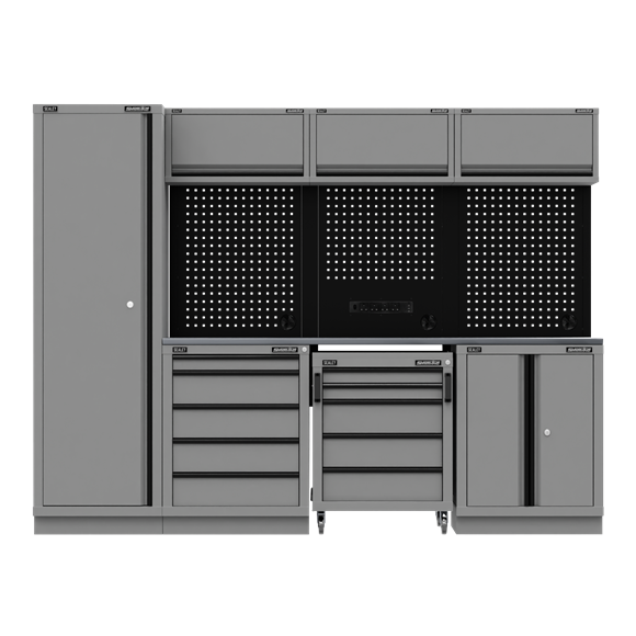 Superline PRO® Black Edition Storage System with Stainless Worktop 2.64m - SE-APMSBESTACK02SS