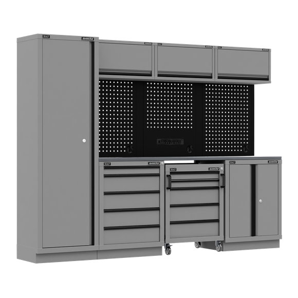 Superline PRO® Black Edition Storage System with Stainless Worktop 2.64m - SE-APMSBESTACK02SS