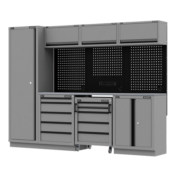 Superline PRO® Black Edition Storage System with Stainless Worktop 2.64m - SE-APMSBESTACK02SS