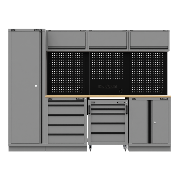 Superline PRO® Black Edition Storage System with Rubber Wood Worktop 2.64m - SE-APMSBESTACK02W