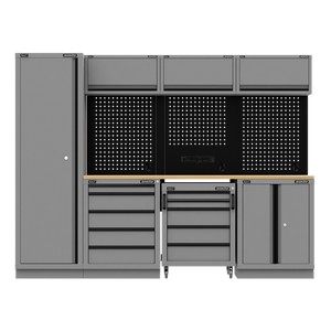 Superline PRO® Black Edition Storage System with Rubber Wood Worktop 2.64m - SE-APMSBESTACK02W
