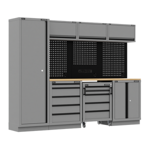 Superline PRO® Black Edition Storage System with Rubber Wood Worktop 2.64m - SE-APMSBESTACK02W