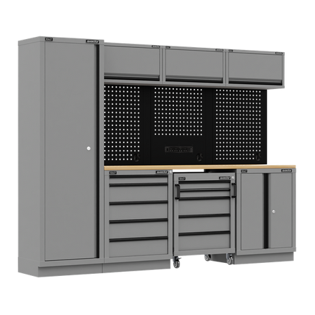 Superline PRO® Black Edition Storage System with Rubber Wood Worktop 2.64m - SE-APMSBESTACK02W