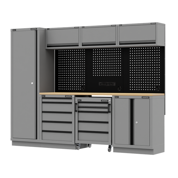 Superline PRO® Black Edition Storage System with Rubber Wood Worktop 2.64m - SE-APMSBESTACK02W