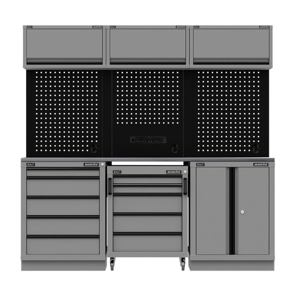 Superline PRO® Black Edition Storage System with Stainless Worktop 2.04m - SE-APMSBESTACK03SS