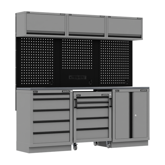 Superline PRO® Black Edition Storage System with Stainless Worktop 2.04m - SE-APMSBESTACK03SS