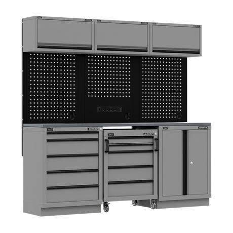 Superline PRO® Black Edition Storage System with Stainless Worktop 2.04m - SE-APMSBESTACK03SS
