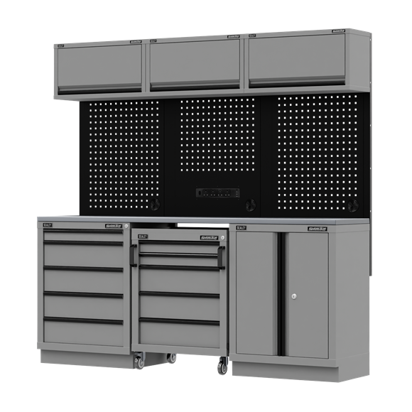 Superline PRO® Black Edition Storage System with Stainless Worktop 2.04m - SE-APMSBESTACK03SS