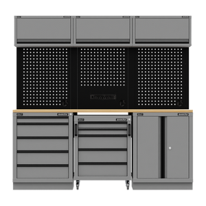 Superline PRO® Black Edition Storage System with Rubber Wood Worktop 2.04m - SE-APMSBESTACK03W