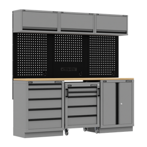 Superline PRO® Black Edition Storage System with Rubber Wood Worktop 2.04m - SE-APMSBESTACK03W