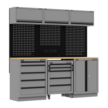 Superline PRO® Black Edition Storage System with Rubber Wood Worktop 2.04m - SE-APMSBESTACK03W