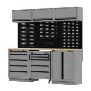 Superline PRO® Black Edition Storage System with Rubber Wood Worktop 2.04m - SE-APMSBESTACK03W