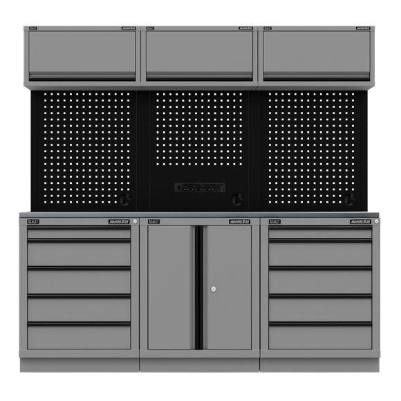 Superline PRO® Black Edition Storage System with Stainless Worktop 2.04m - SE-APMSBESTACK04SS