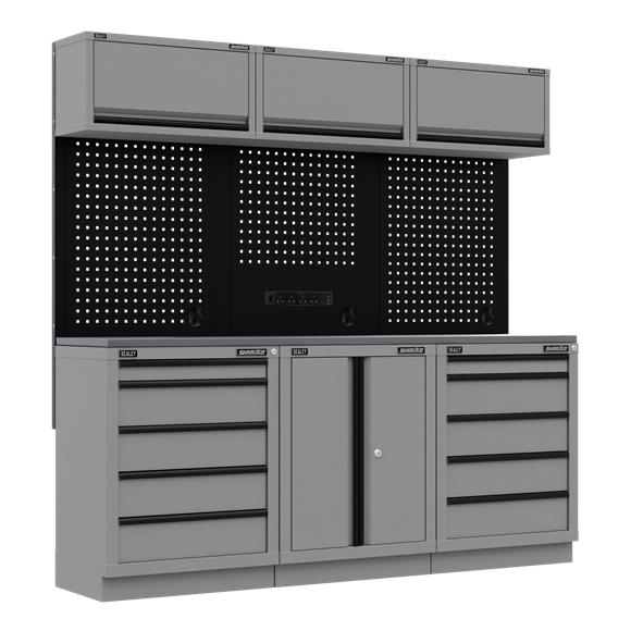 Superline PRO® Black Edition Storage System with Stainless Worktop 2.04m - SE-APMSBESTACK04SS