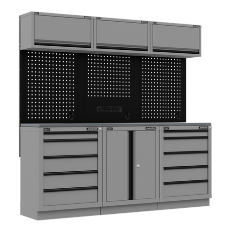 Superline PRO® Black Edition Storage System with Stainless Worktop 2.04m - SE-APMSBESTACK04SS