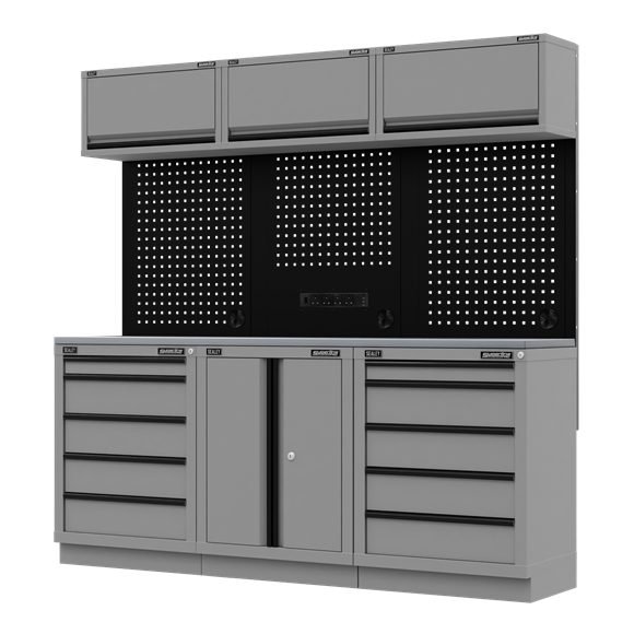 Superline PRO® Black Edition Storage System with Stainless Worktop 2.04m - SE-APMSBESTACK04SS