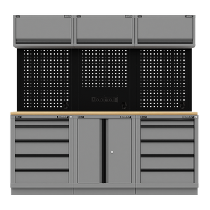 Superline PRO® Black Edition Storage System with Rubber Wood Worktop 2.04m - SE-APMSBESTACK04WW