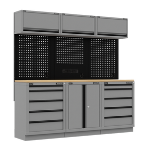 Superline PRO® Black Edition Storage System with Rubber Wood Worktop 2.04m - SE-APMSBESTACK04WW