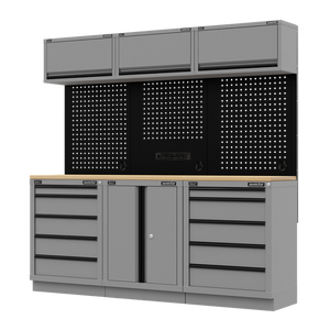 Superline PRO® Black Edition Storage System with Rubber Wood Worktop 2.04m - SE-APMSBESTACK04WW
