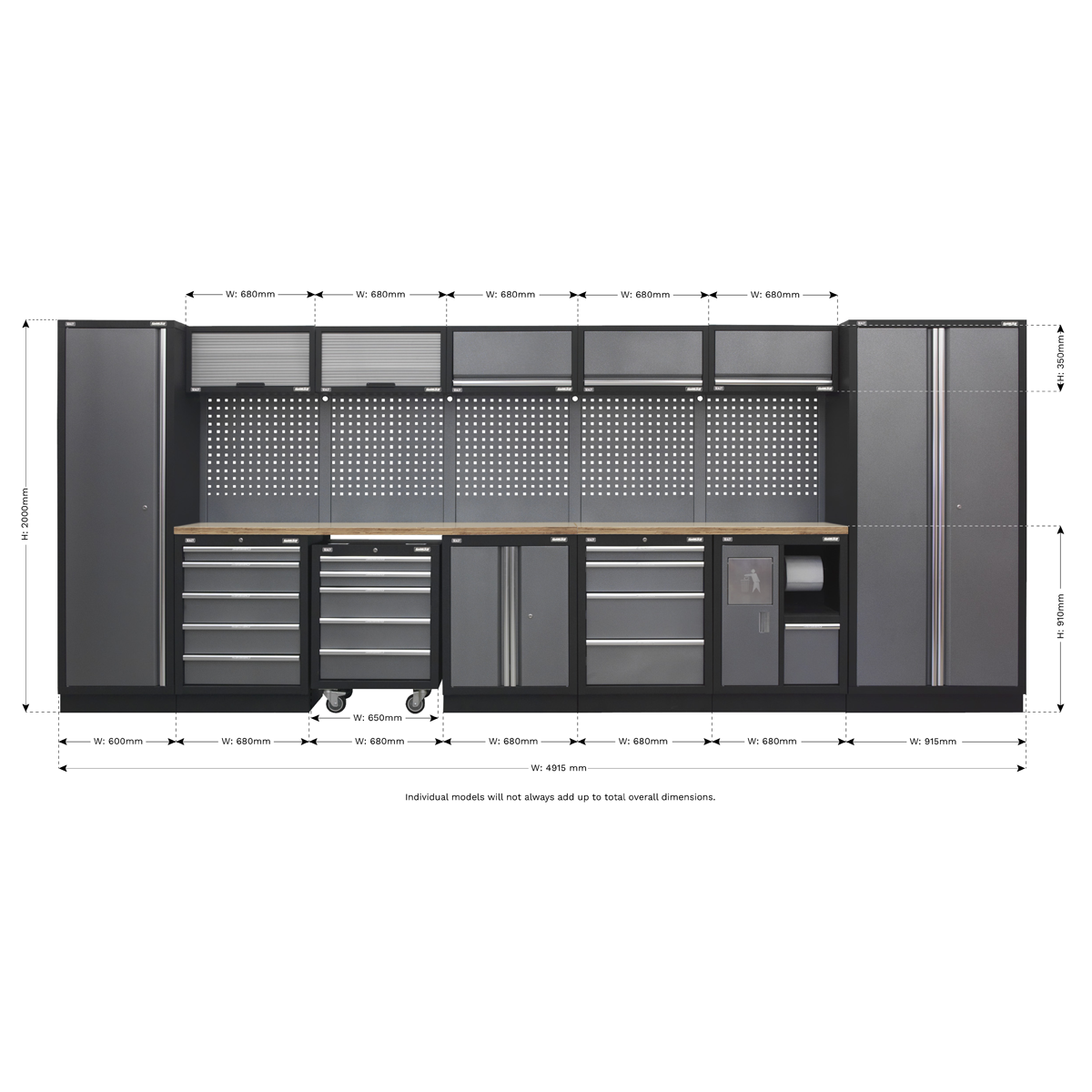 Superline PRO® 4.9m Storage System - Wood Worktop - APMSSTACK01W - Farming Parts