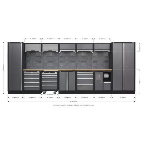 Superline PRO® 4.9m Storage System - Wood Worktop - APMSSTACK01W - Farming Parts