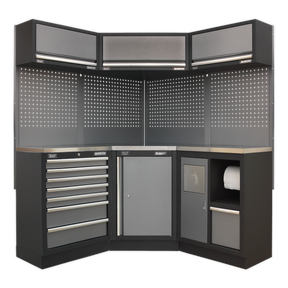 Superline PRO® 1.6m Corner Storage System - Stainless Worktop - APMSSTACK08SS - Farming Parts