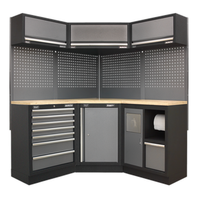 Superline PRO® 1.6m Corner Storage System - Wood Worktop - APMSSTACK08W - Farming Parts