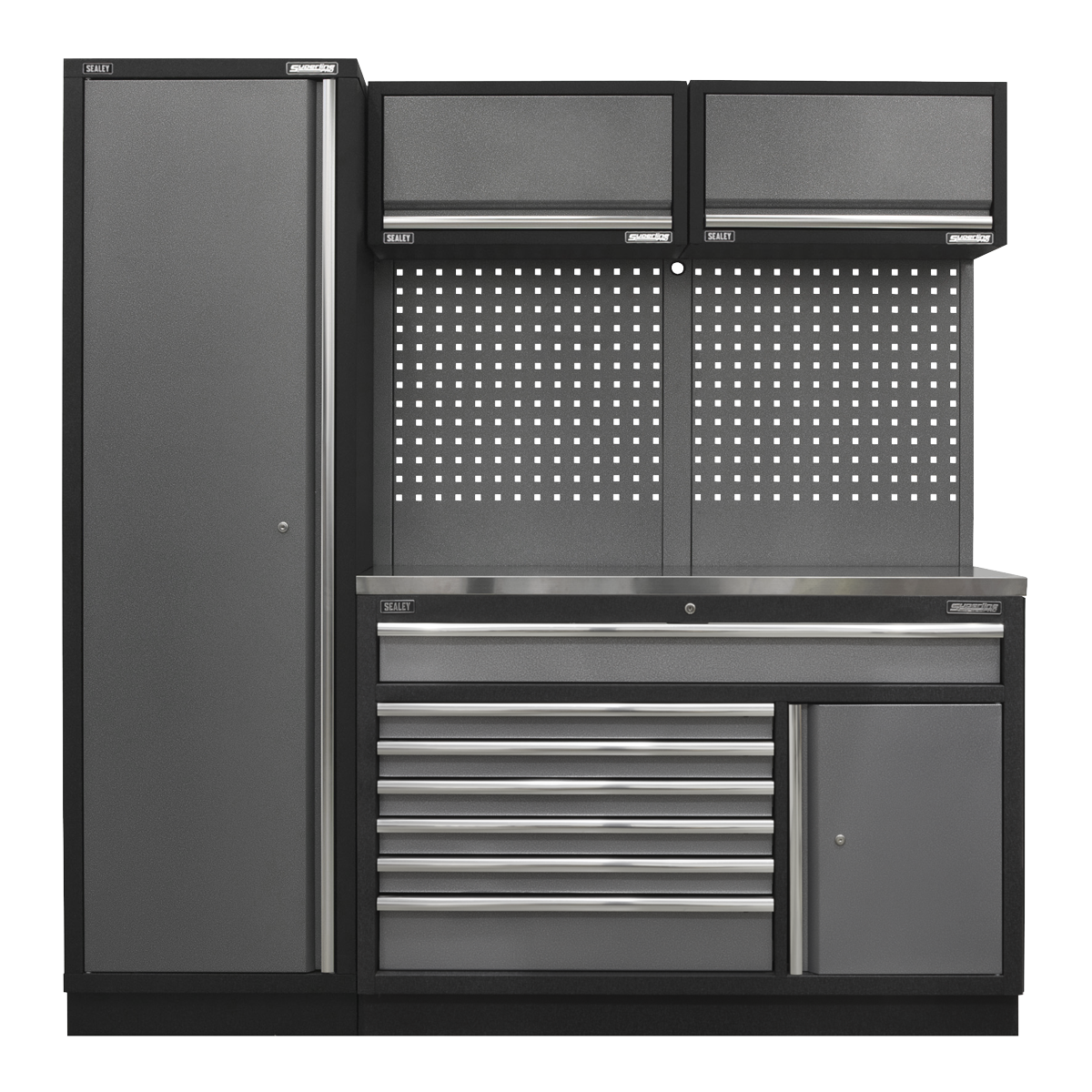 Superline PRO® 1.96m Storage System - Stainless Steel Worktop - APMSSTACK09SS - Farming Parts