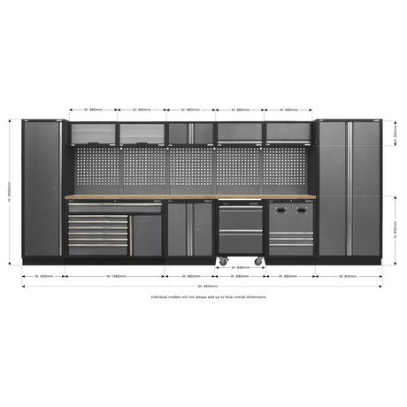Superline PRO® 4.9m Storage System - Pressed Wood Worktop - APMSSTACK16W - Farming Parts
