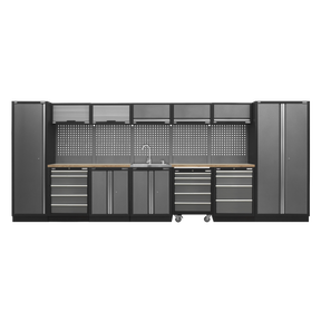 Superline Pro 4.9m Storage System - Pressed Wood Worktop - APMSSTACK17W - Farming Parts