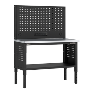 Superline PRO® Modular Workbench with Pegboard Back Panel Stainless Steel Worktop 1265mm - SE-APMWB50COMBOSS