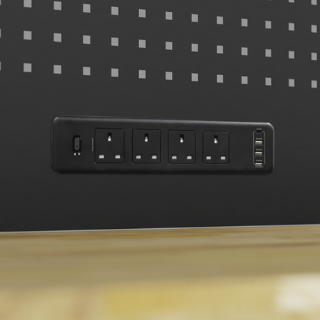 Superline PRO® Modular Workbench with Pegboard Back Panel Wooden Worktop 1265mm - SE-APMWB50COMBOW