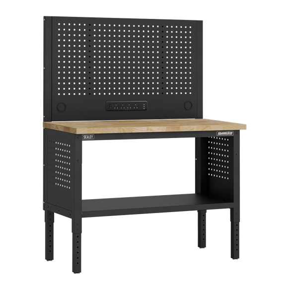 Superline PRO® Modular Workbench with Pegboard Back Panel Wooden Worktop 1265mm - SE-APMWB50COMBOW