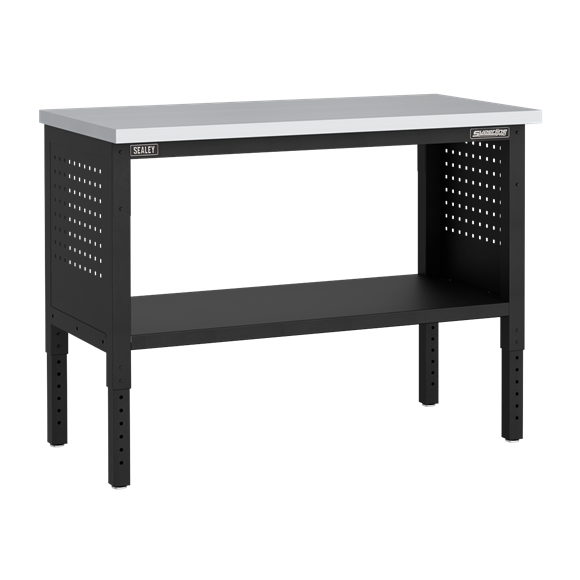 Superline PRO® Modular Workbench with 4 Drawers & Cupboard Stainless Steel Worktop 1265mm - SE-APMWB50COMBO1SS