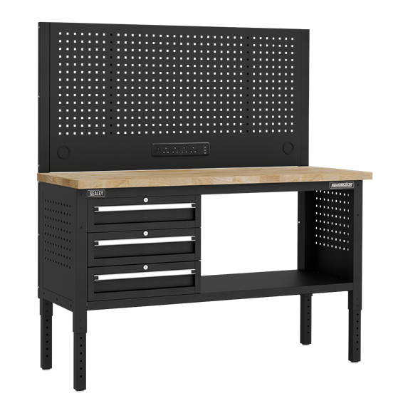 Superline PRO® Modular Workbench with 3 Drawers Wooden Worktop 1525mm - SE-APMWB60COMBO1W