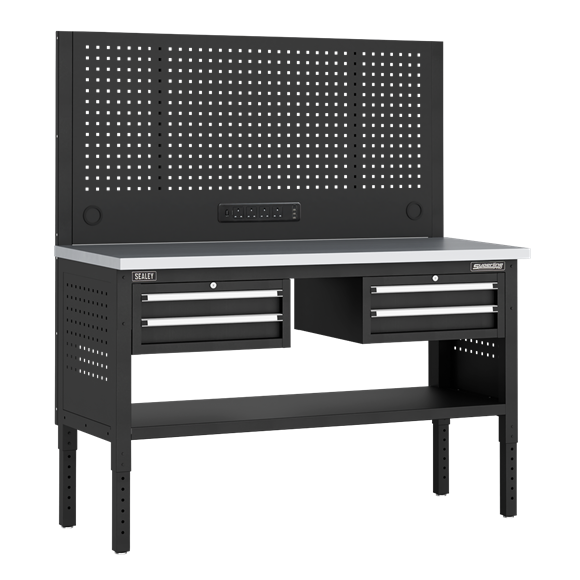Superline PRO® Modular Workbench with 4 Drawers Stainless Steel Worktop 1525mm - SE-APMWB60COMBO3SS