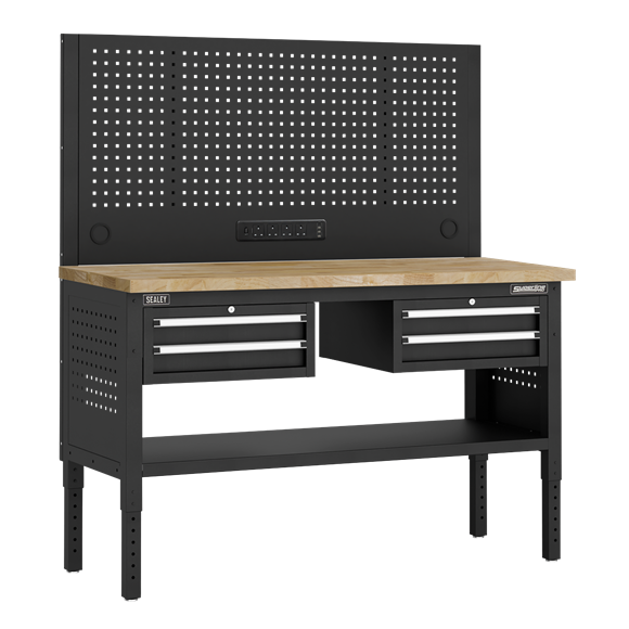 Superline PRO® Modular Workbench with 4 Drawers Wooden Worktop 1525mm - SE-APMWB60COMBO3W