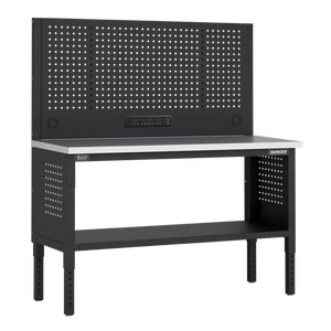 Superline PRO® Modular Workbench with Pegboard Back Panel Stainless Steel Worktop 1525mm - SE-APMWB60COMBOSS