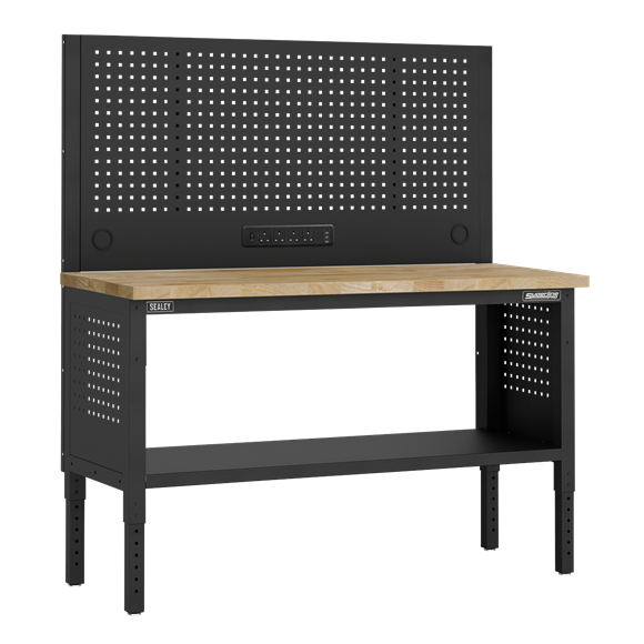 Superline PRO® Modular Workbench with Pegboard Back Panel Wooden Worktop 1525mm - SE-APMWB60COMBOW