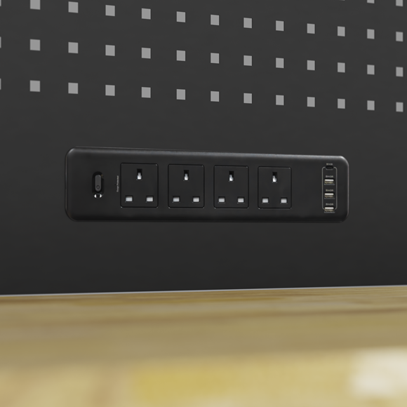 Superline PRO® Modular Pegboard Back Panel with Power Bar 1500mm - SE-APMWB60PB