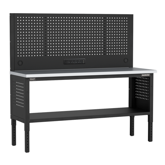 Superline PRO® Modular Workbench with Pegboard Back Panel Stainless Steel Worktop 1830mm - SE-APMWB72COMBOSS