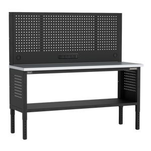 Superline PRO® Modular Workbench with Pegboard Back Panel Stainless Steel Worktop 1830mm - SE-APMWB72COMBOSS
