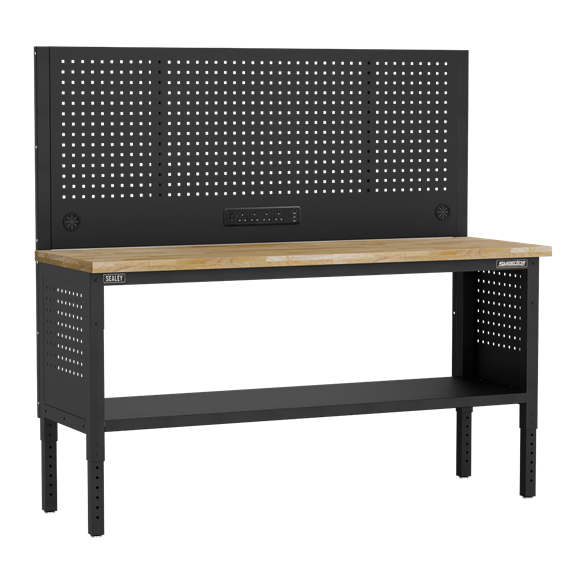 Superline PRO® Modular Workbench with Pegboard Back Panel Wooden Worktop 1830mm - SE-APMWB72COMBOW
