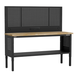 Superline PRO® Modular Workbench with Pegboard Back Panel Wooden Worktop 1830mm - SE-APMWB72COMBOW