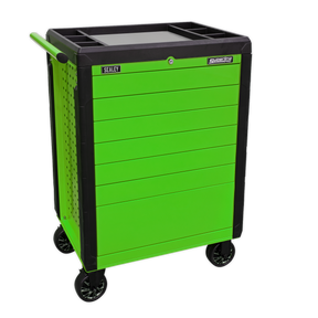 Rollcab 7 Drawer Push-To-Open Hi-Vis Green - APPD7G - Farming Parts