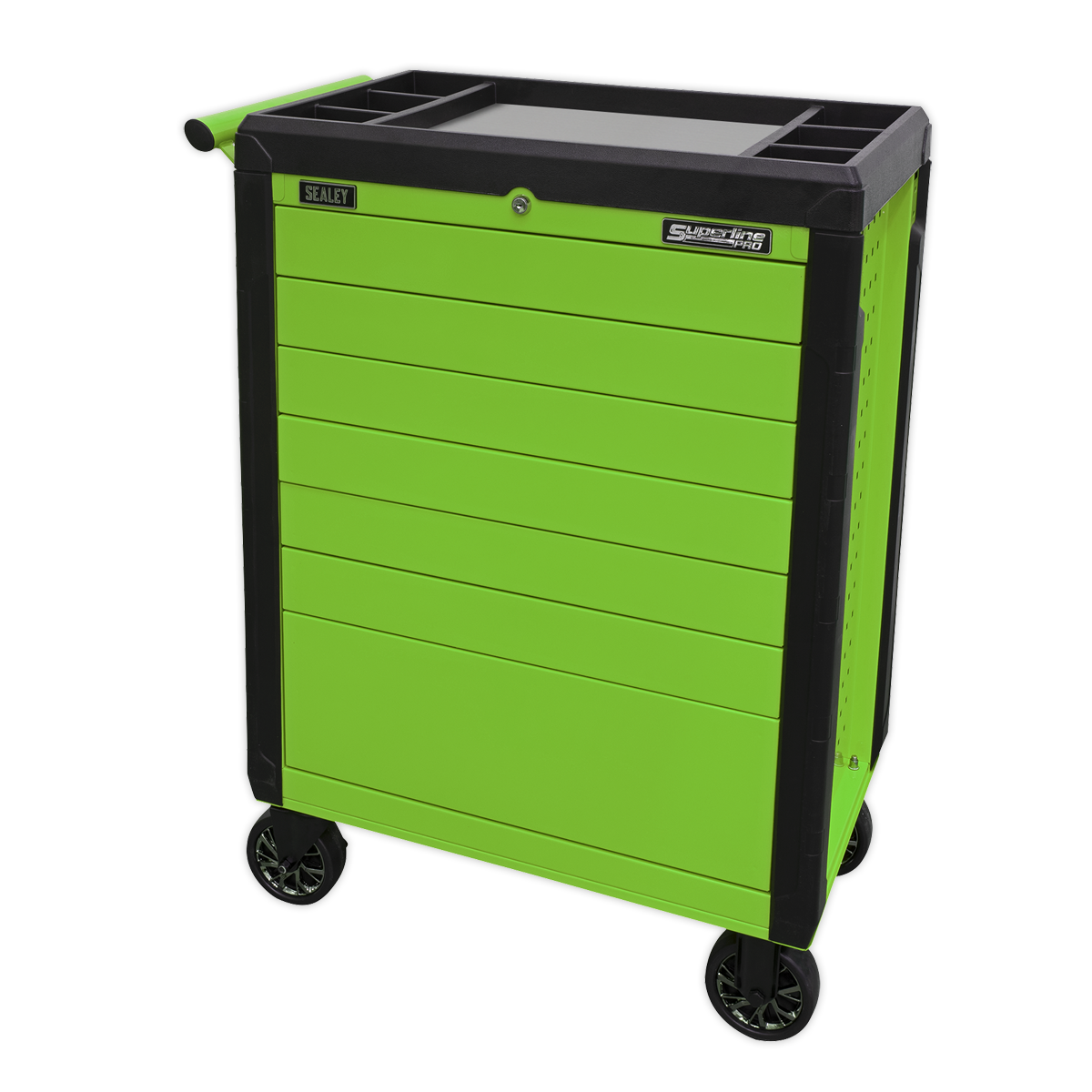 Rollcab 7 Drawer Push-To-Open Hi-Vis Green - APPD7G - Farming Parts