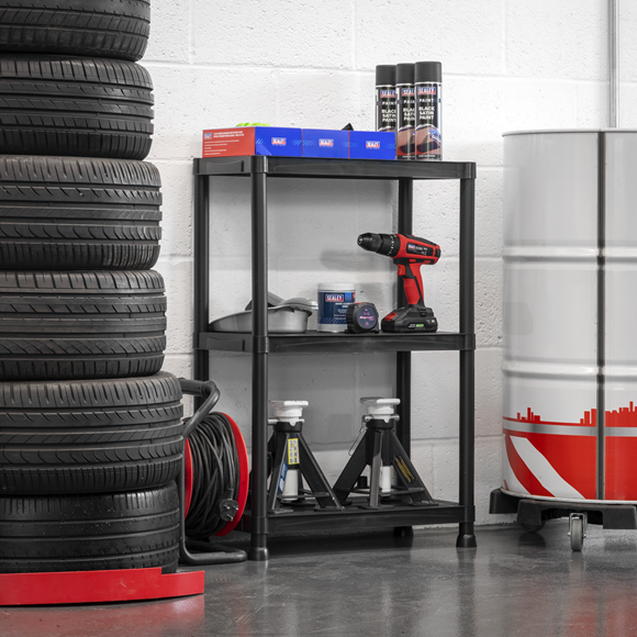 Plastic Racking Unit with 3 Shelves 25kg Capacity Per Level - SE-APPR3