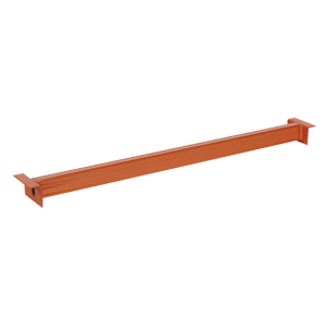 The Sealey Shelving Panel Support 1000mm - APR/CPS1002, an orange metal beam with square ends, is designed for industrial or construction purposes and perfect for supporting shelves. It is featured in isolation on a white background.