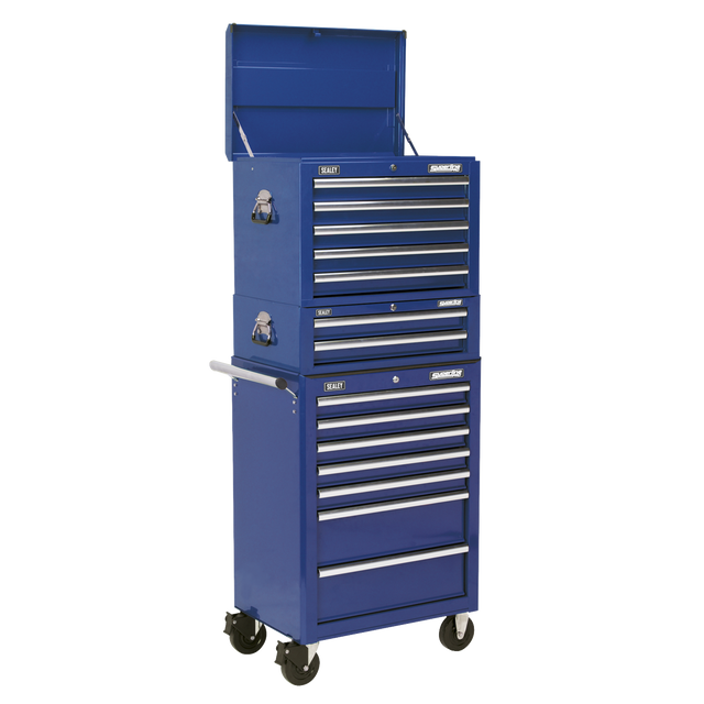 Topchest, Mid-Box & Rollcab Combination 14 Drawer with Ball-Bearing Slides - Blue - APSTACKTC - Farming Parts