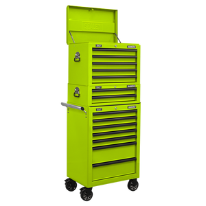 Sealey | Superline PRO® Topchest, Mid-Box Tool Chest & Rollcab Combination 14 Drawer - Green - APSTACKTHV